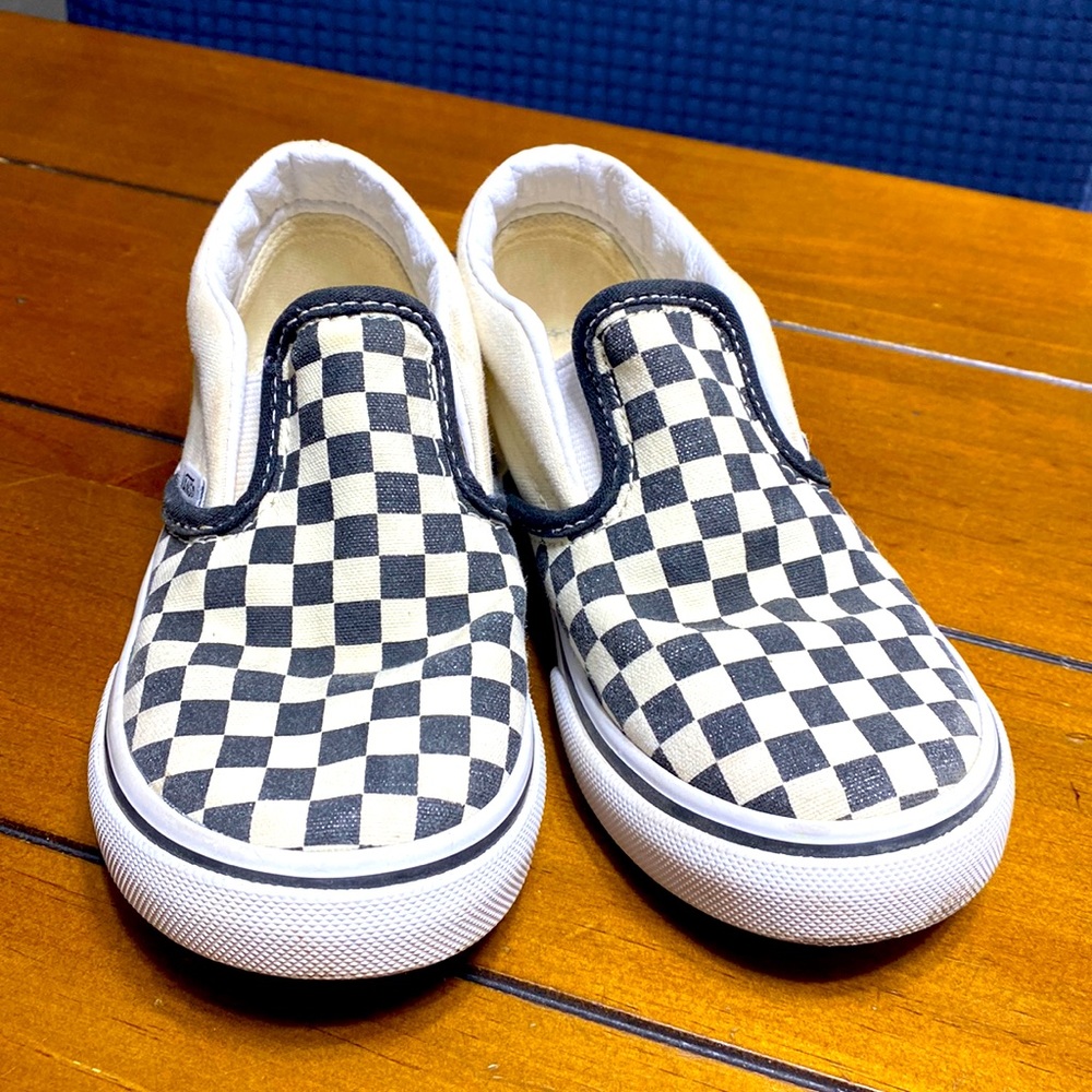 Vans checkerboard slip on shoes black and white size 10